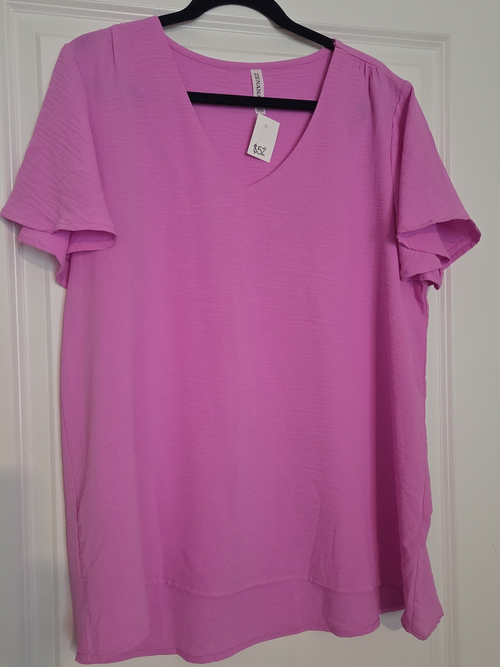 New Zenana Outfitters Pink V-Neck Short Sleeve Tunic